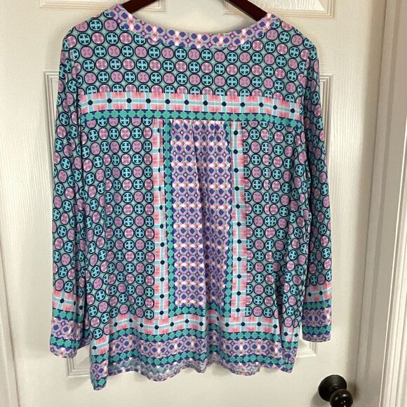 Southern Tide Women Sz XL Blue Purple Blouse Coastal Summer Casual Tunic Top H3 - Picture 6 of 12